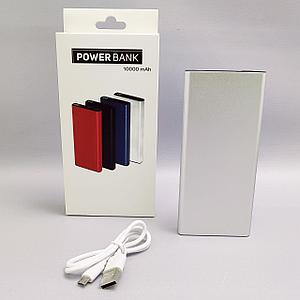 Портативное зарядное устройство Power Bank 10000 mAh / Micro, Type C, 2 USB-выхода, Серебро