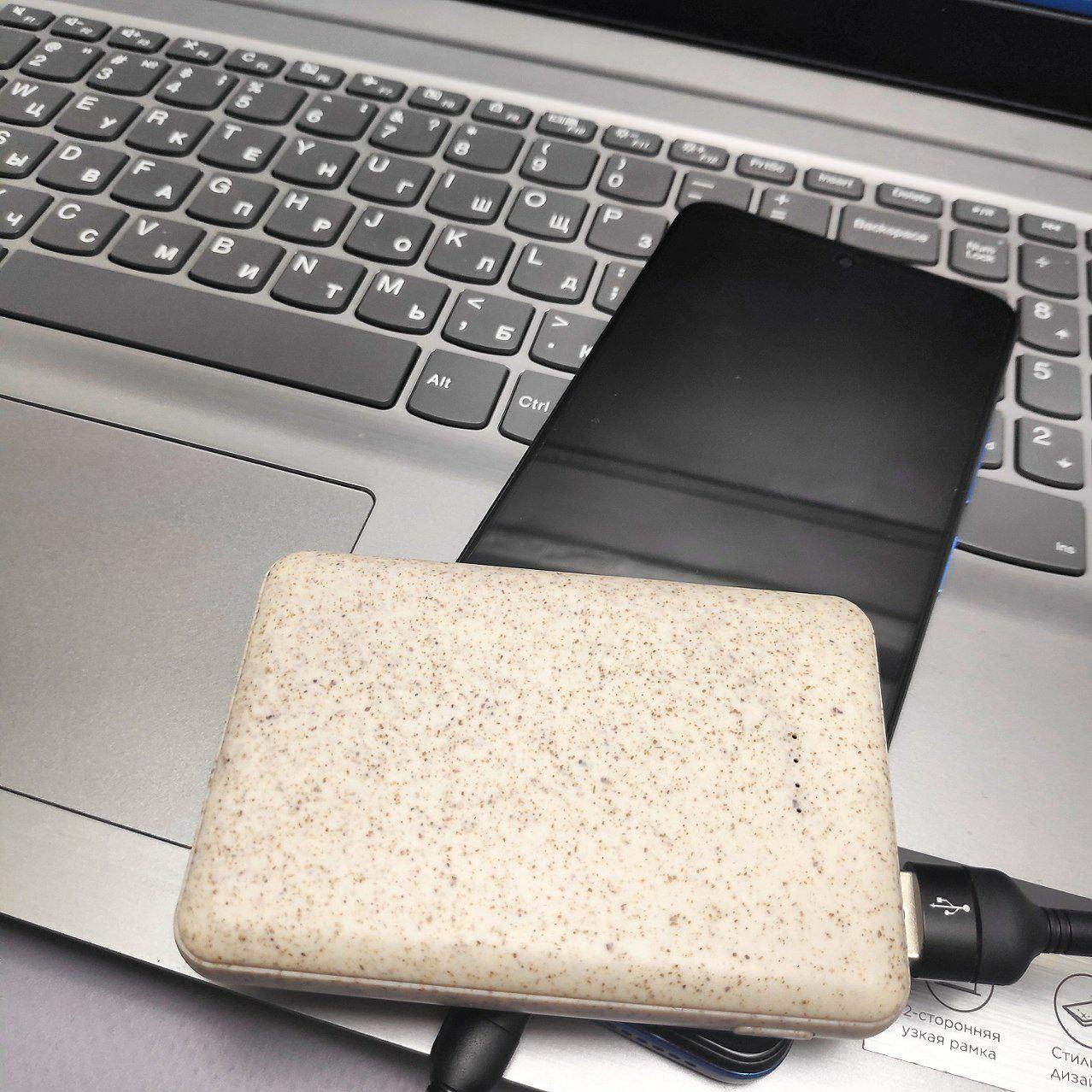 Портативное зарядное устройство Power Bank 5000 mAh из пшеничного волокна / Micro-USB, 2 USB-выхода - фото 7 - id-p218294536