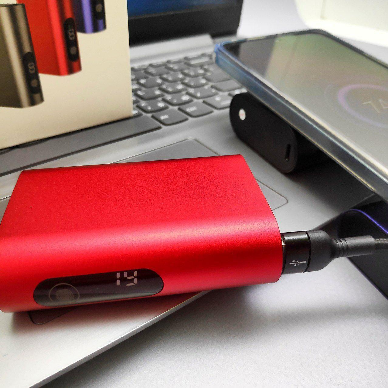 Сенсорное портативное зарядное устройство Power Bank 10000 mAh / Type C, USB-выход, Красный - фото 1 - id-p218294539