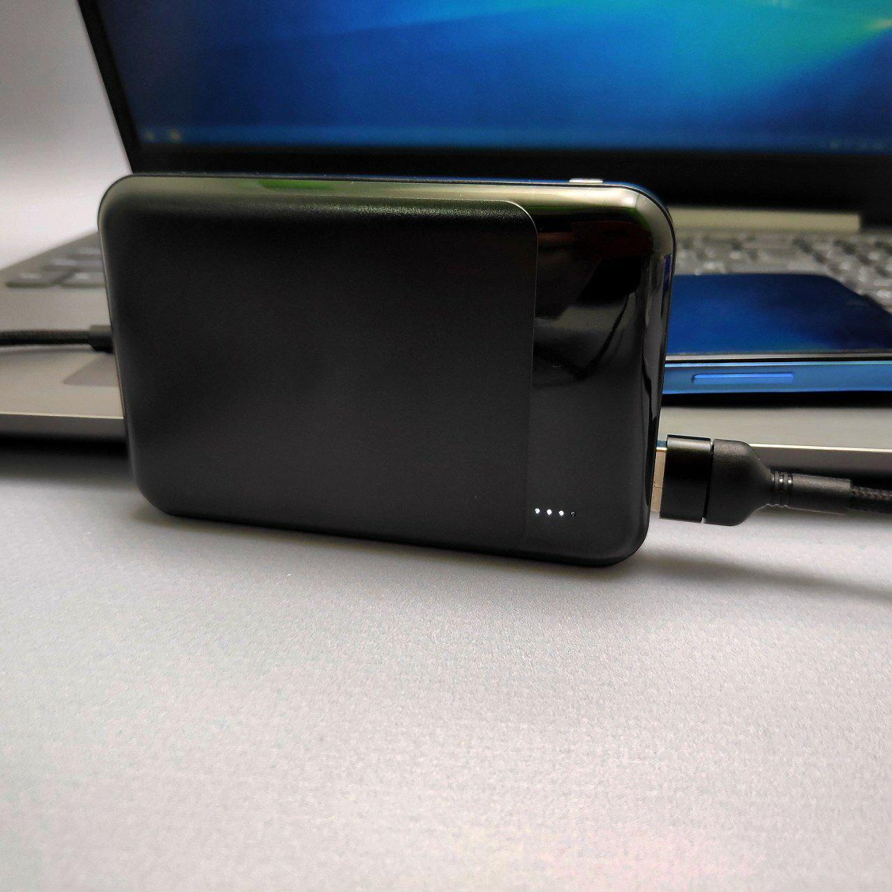 Портативное зарядное устройство Power Bank 5000 mAh / Micro-USB, Type C, 2 USB-выхода, точечный индикатор - фото 3 - id-p218294544