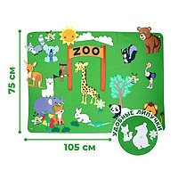 Бизиборд на стену из фетра «Зоопарк» 32 детали на липучке, размер поля 105 × 75 см