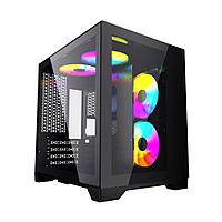 Powercase Корпус Vision Micro, Black, Tempered Glass, 4х 120mm 5-color fan, чёрный, mATX (CVBM-L4)