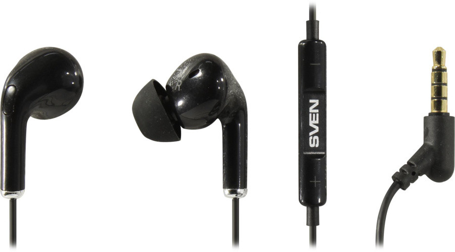 Внутриканальные наушники с микрофоном SVEN E-282M, черный, пульт SV-021313 - фото 1 - id-p218295056