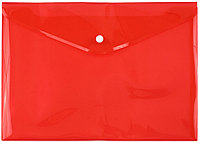 Папка-конверт пластиковая на кнопке inФормат толщина пластика 0,18 мм, прозрачная красная