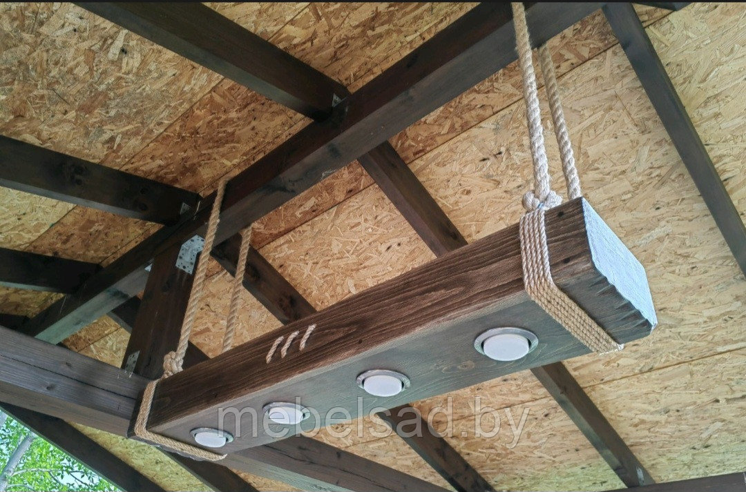 Люстра рустикальная деревянная "Лофт Премиум №7" на 4 лампы - фото 1 - id-p218297268
