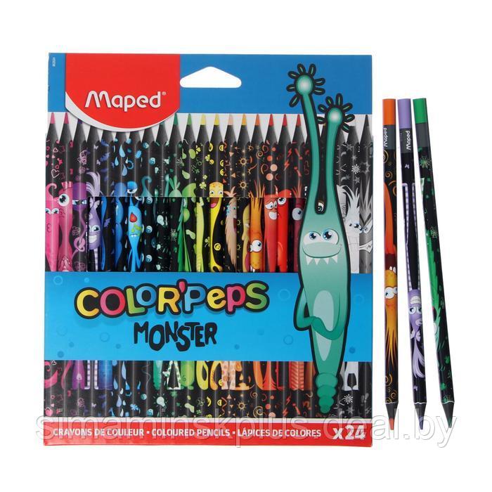 Цветные карандаши 24 цвета MAPED Color'Peps Black Monster, пластиковые - фото 1 - id-p218297345