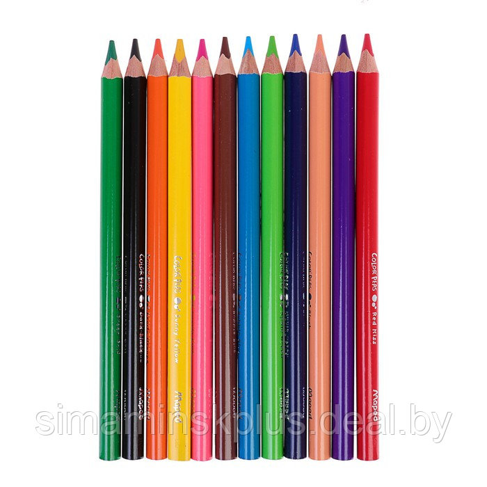 Карандаши трёхгранные, 12 цветов, Maped Color Peps Maxi, утолщённые, европодвес - фото 2 - id-p218297349