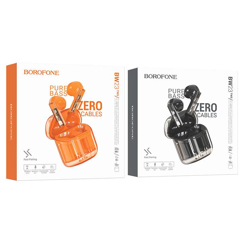 Вставные наушники - Borofone BW23, TWS, Bluetooth, кейс, оранжевые - фото 5 - id-p218301110