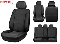 Renault Logan 2014-... / Sandero Stepway 2014-... (AirBag), экокожа черная + вставка жакард