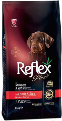 Сухой корм для собак Reflex Plus Junior для средних и крупных пород с ягненком и рисом - фото 1 - id-p218309306