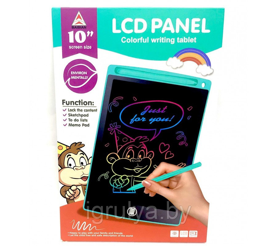 Детский электронный планшет для рисования 10 дюймов арт. 1001C - фото 2 - id-p218311894