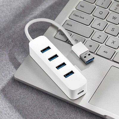 Разветвитель USB ХАБ 4 порта Xiaomi USB 3.0 Line Splitter JGQ4007CN/XMFXQ01QM, 4xUSB3.0 + TypeC - фото 4 - id-p65763200