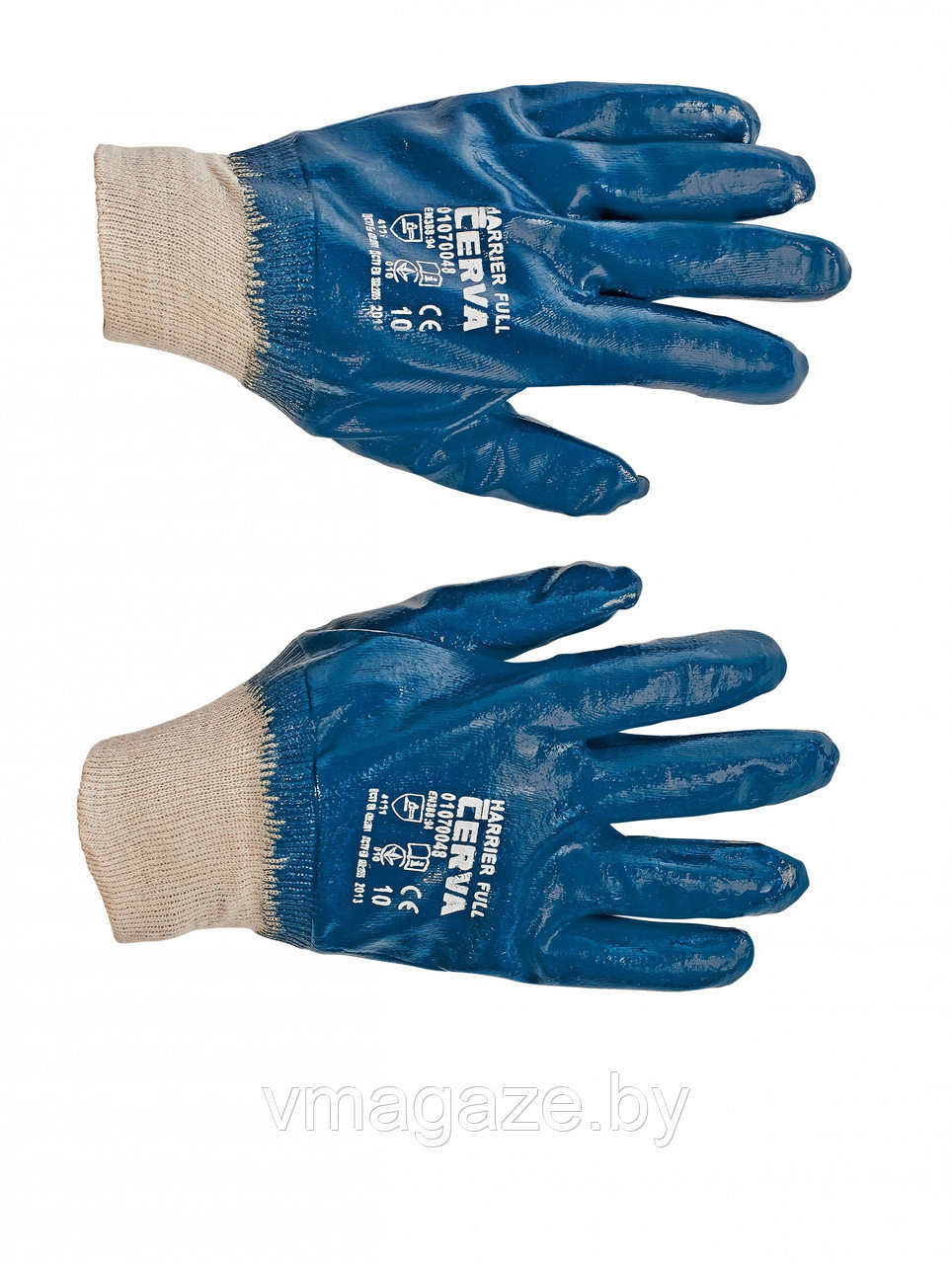Перчатки х/б с полным нитриловым покрытием Cerva Харриер (цвет сний) - фото 2 - id-p218319020