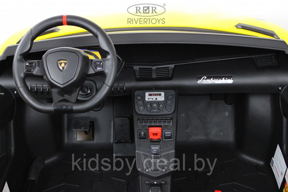 Детский электромобиль RiverToys Lamborghini Aventador SV M777MM (желтый) Лицензия Двухместный - фото 5 - id-p208194879