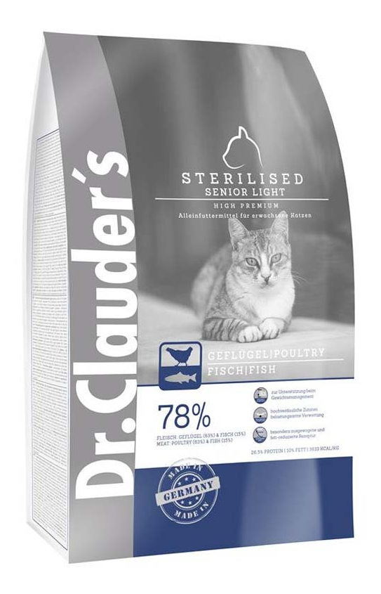 Dr. Clauders High Premium Sterilised/Senior/Light,сухой корм для стерилизованных кошек 10 кг (Германия) - фото 1 - id-p218320522