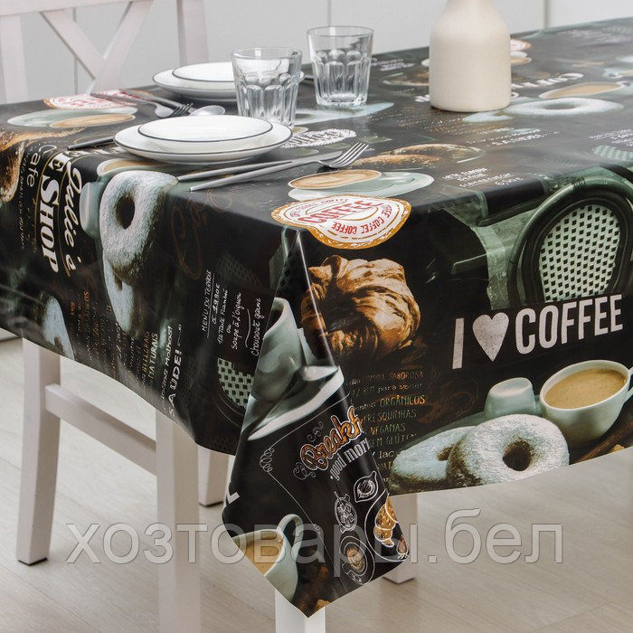 Клеёнка столовая на тканевой основе 1,37м «Я люблю кофе» - фото 2 - id-p218320467