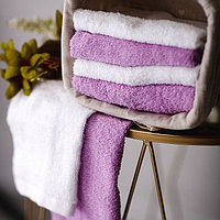Подарочное полотенце, размер 30x30 см, цвет сиреневый белый 6 шт