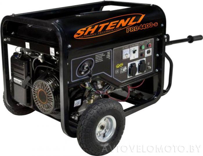 Бензогенератор Shtenli Pro S 4400 (4.2 кВт, электростартер, 2х220V, колеса, ручки, выход на 12А, экран)
