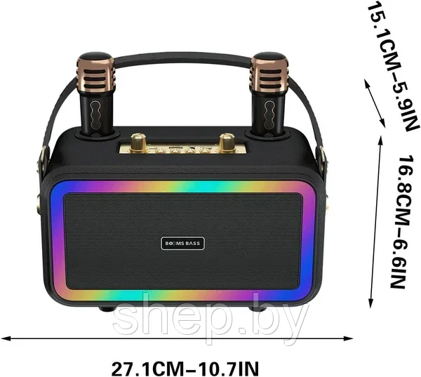 Беспроводная Караоке система BOOMS BASS M3201+ с 2-мя беспроводными микрофонами. Цвет: уточняйте - фото 3 - id-p218325655