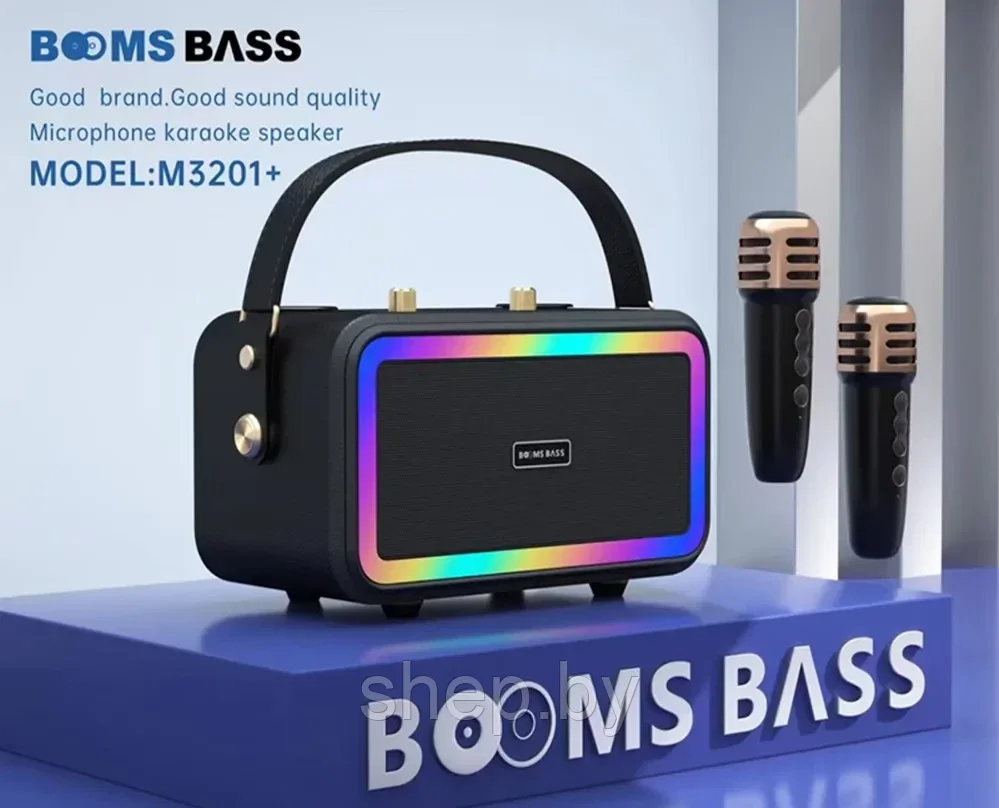 Беспроводная Караоке система BOOMS BASS M3201+ с 2-мя беспроводными микрофонами. Цвет: уточняйте - фото 5 - id-p218325655