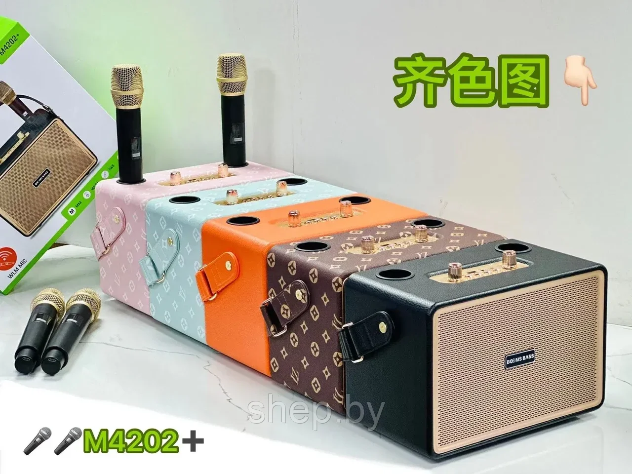 Беспроводная Караоке система BOOMS BASS M4202+ с 2-мя беспроводными микрофонами. Цвет: уточняйте - фото 4 - id-p218325662