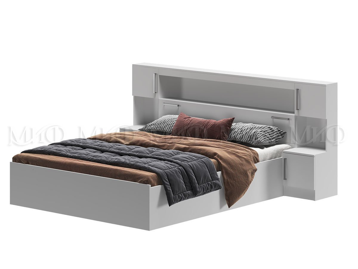 Кровать Бася 1,6м с надстройкой - Белый (МИФ) - фото 1 - id-p218325742