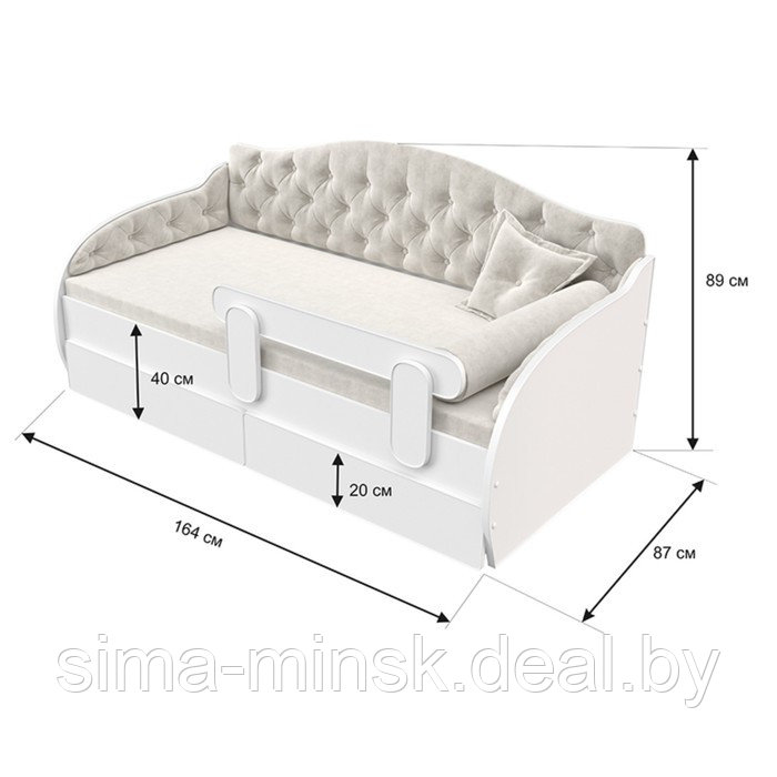 Кровать-тахта «КарлСон24» «ВЭЛЛИ», 87х165х89 см, белая - фото 2 - id-p218325813