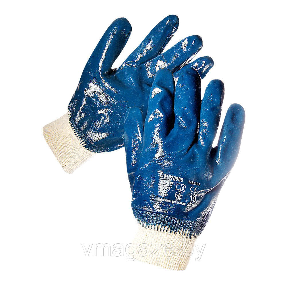 Перчатки х/б Cerva с полным нитриловым покрытием Роллер (цвет темно-синий) - фото 1 - id-p218326004