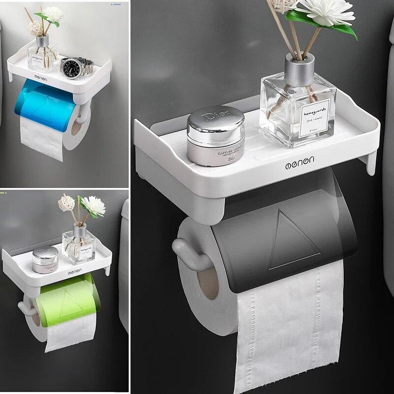 Настенный держатель для туалетной бумаги с полочкой