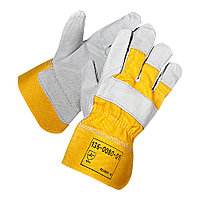 Перчатки спилковые комбинированные Форс G139 (цвет серый с желтым)