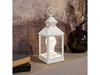 Фонарь декоративный с лампочкой, белый корпус, размер 10,5х10,5х24 см, цвет теплый белый ( Класс защиты 3,