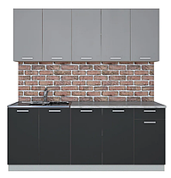 Кухня Мила Лайт 2.0 м антрацит/серебро