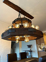 Люстра рустикальная деревянная "Сельская Премиум №19" на 20 ламп