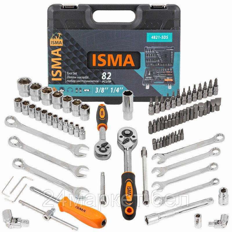 Универсальный набор инструментов ISMA 4821-5 (82 предмета) - фото 1 - id-p218228333