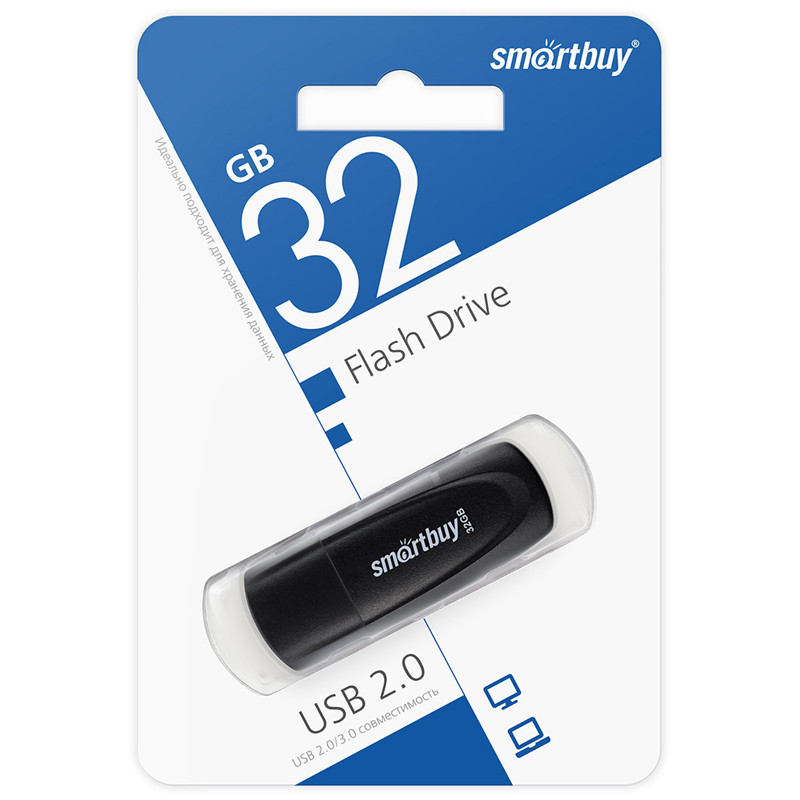 Память Smart Buy "Scout" 32GB, USB 2.0 Flash Drive, черный SB032GB2SCK - фото 2 - id-p218356554