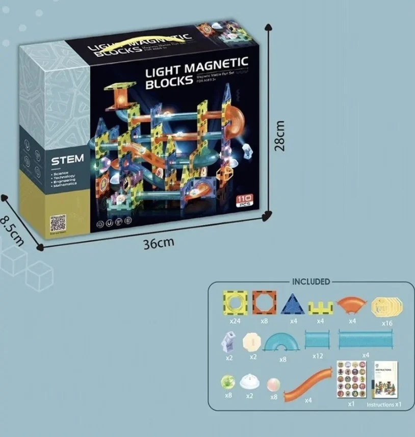 Детский магнитный конструктор Light Magnetic 2302, 110 деталей , игра головоломка для детей, настольная игра - фото 3 - id-p218358882