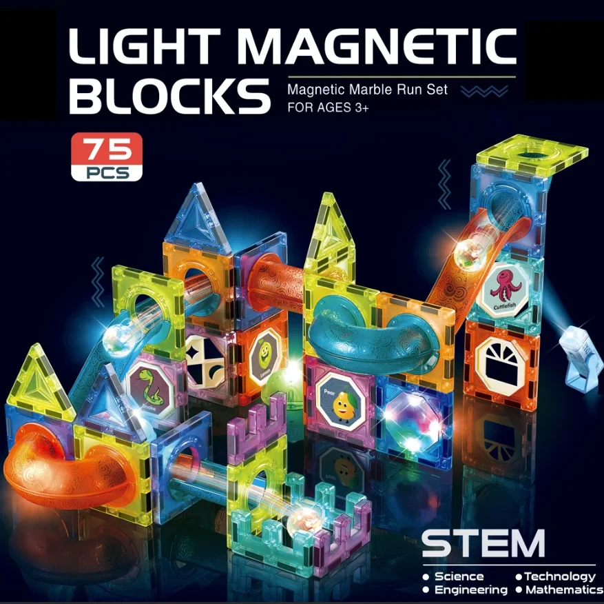 Детский магнитный конструктор Light Magnetic 2301, 75 деталей , игра головоломка для детей, настольная игра