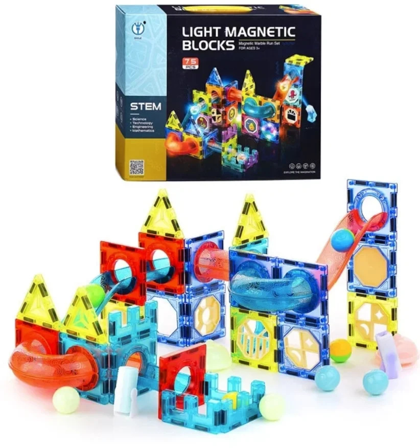 Детский магнитный конструктор Light Magnetic 2301, 75 деталей , игра головоломка для детей, настольная игра - фото 3 - id-p218358991