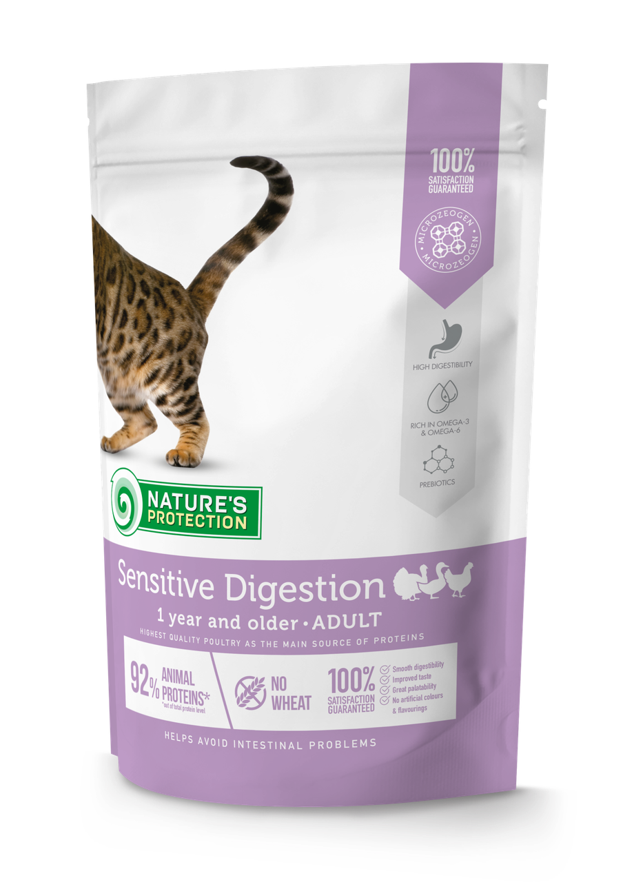 Сухой корм Nature's Protection Sensitive Digestion для взрослых кошек с чувствительным пищеварением 400гр.
