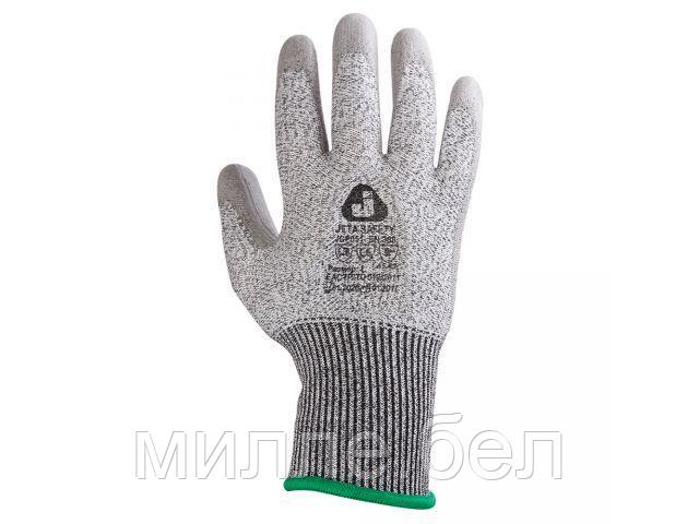 Перчатки с защитой от порезов 5 кл., р-р 9/L (полиэтилен, полиурет. покр.), серые (перчатки стекольщика,