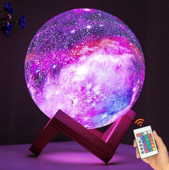 Лампа – ночник Луна "Галактика" объемная 3 D Lamp 15см, 16 режимов подсветки, пульт ДУ