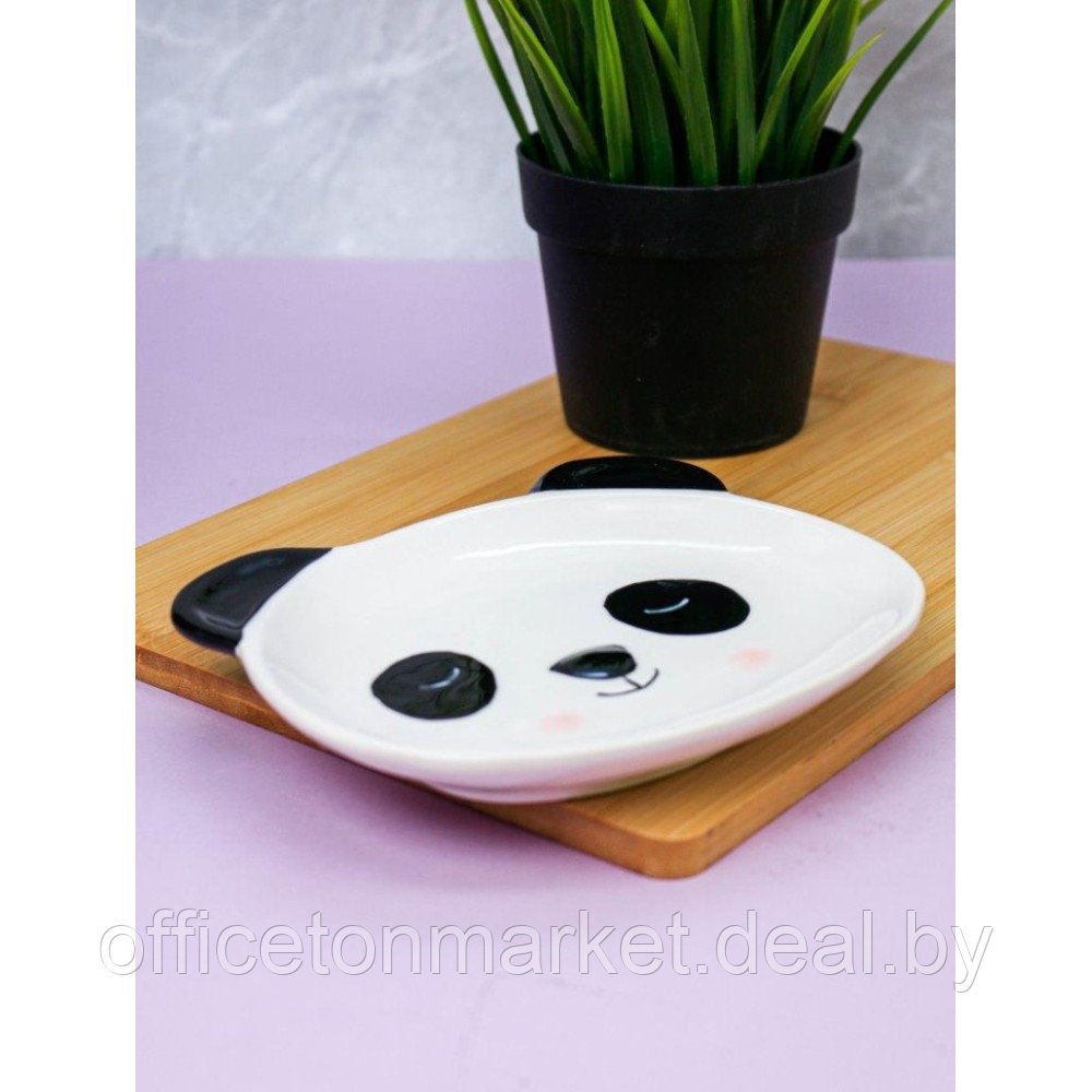 Тарелка керамическая "Panda plate", 16 см, белый, черный - фото 3 - id-p218373426