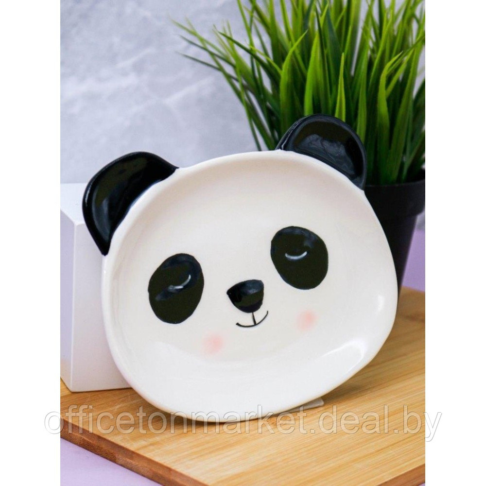 Тарелка керамическая "Panda plate", 16 см, белый, черный - фото 4 - id-p218373426