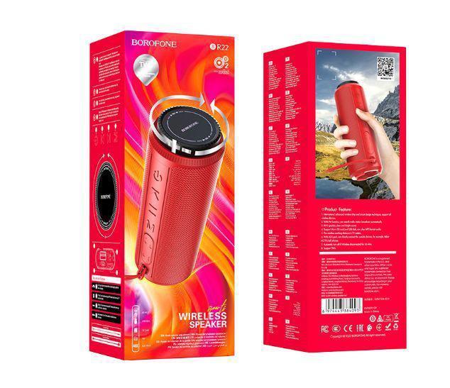 Портативная беспроводная колонка bluetooth с FM радио USB флешкой и Aux BOROFONE BR22 sport BT красный - фото 2 - id-p218378414