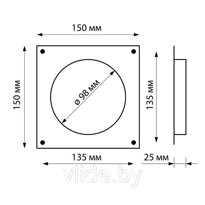 Фланец ZEIN Люкс ЛФ100, выход d=100 мм, присоединительный, квадратный - фото 7 - id-p205025600