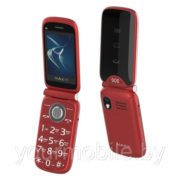 Мобильный телефон Maxvi E6 +ЗУ WC-111 Красный - фото 1 - id-p218382891