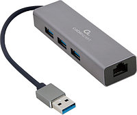 Сетевой адаптер USB A-AMU3-LAN-01 Gembird USB 3.0 to GLan 10/100/1000+Hub 3port /Cablexpert/