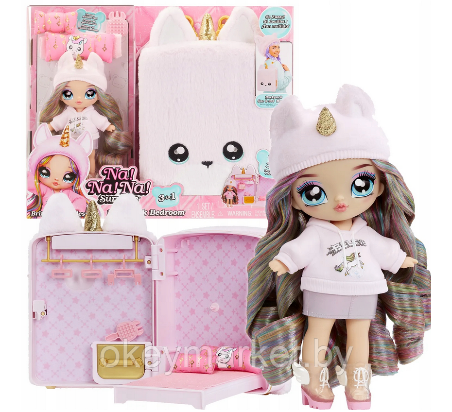 Игровой набор Na! Na! Na! Surprise Backpack Bedroom Unicorn Britney Sparkles 592358, фото 2