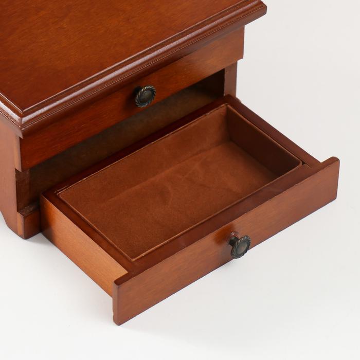 Шкатулка для украшений "Комод с ящиком" из дерева коричневая 9х10х16 см - фото 2 - id-p218405800