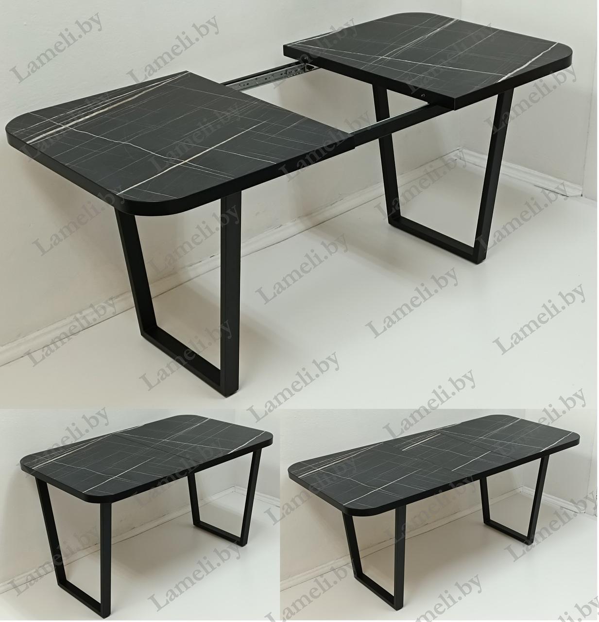 Раздвижной стол из постформинга, ЛДСП или массива дуба на металлокаркасе серии "V" с выбором цвета и размера - фото 1 - id-p218414444